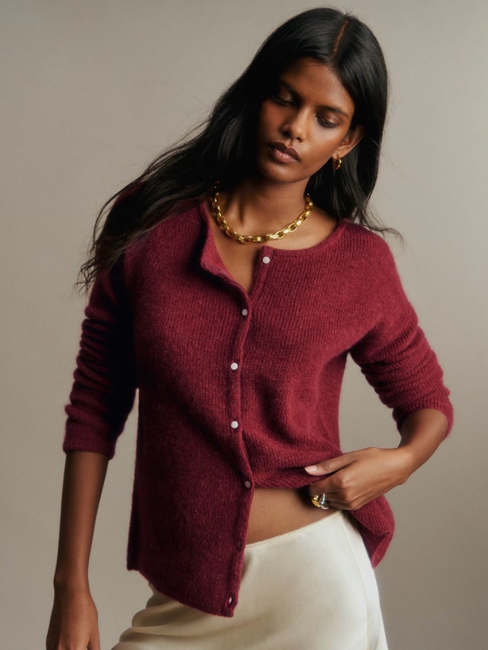 Sezane Gaspard Burgundy Cardigan Sweater size S